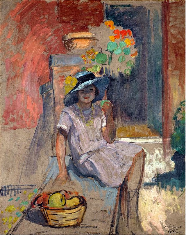Nono seated in a garden by Henri Lebasque