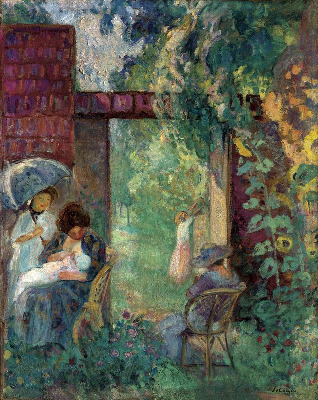 Women and children in a garden in summer by Henri Lebasque