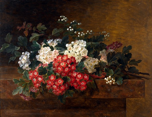 Still Life with Hawthorn Blossom by Johan Laurentz Jensen