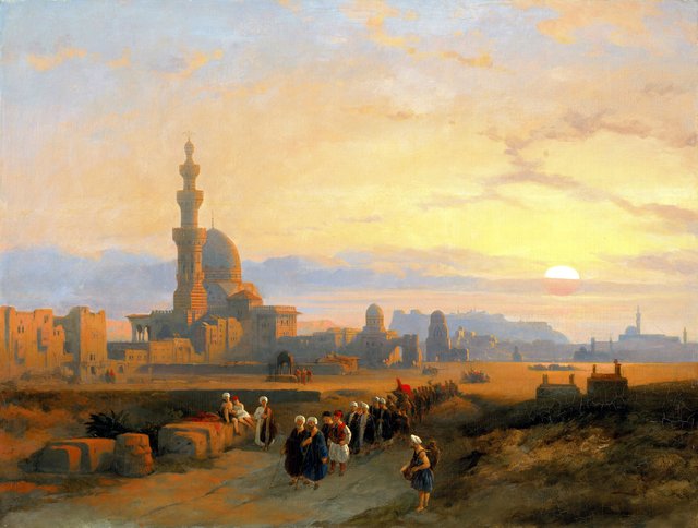 Procession before the tombs of the Caliphs, Grand Cairo by David Roberts