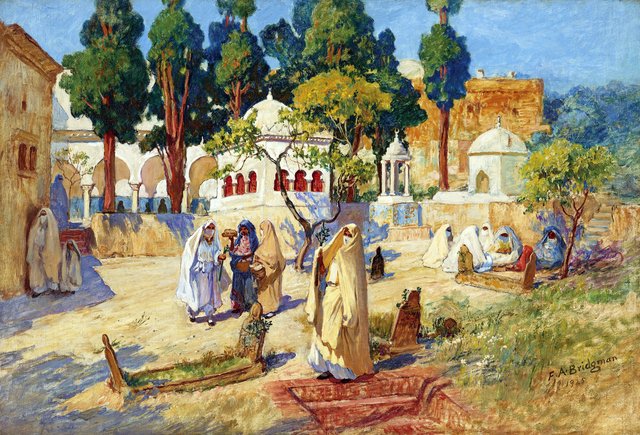 Arab Women's Day in the Cemetery, Bou-Kobrine by Frederick Arthur Bridgman