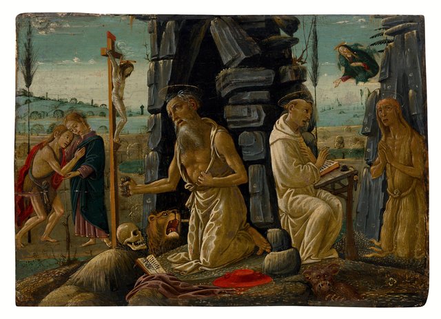 St Jerome, Christ and John the Baptist by Jacopo da Sellaio