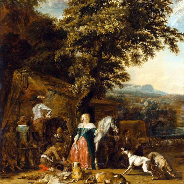 A hunting party by Abraham Hondius