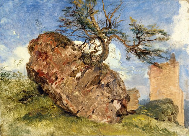 Study of a rock and a tree by Edwin Landseer