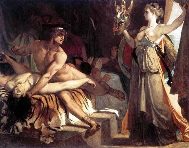 Thétis apporte à Achille les armes forgées par Vulcain by Henri Regnault