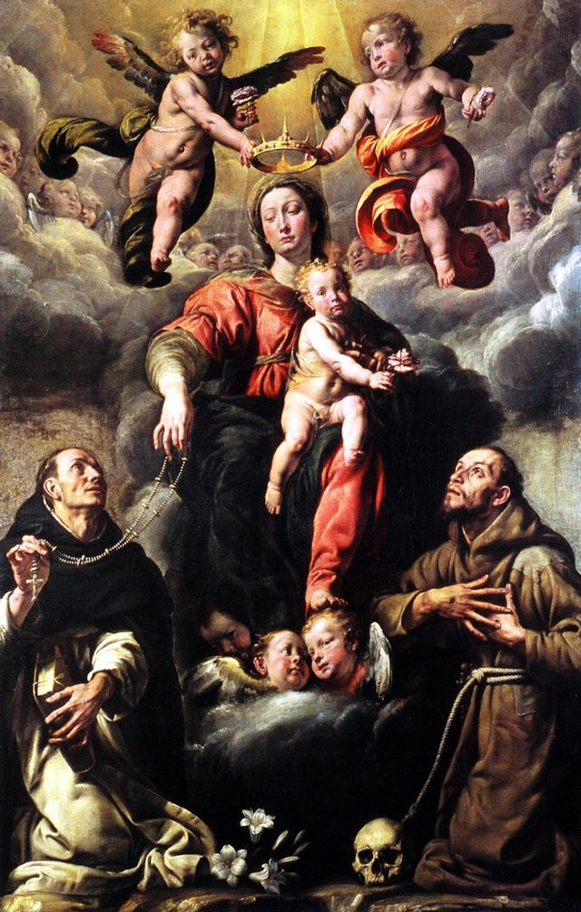 Madonna col Bambino adorata dai santi Domenico e Francesco by Tanzio da Varallo