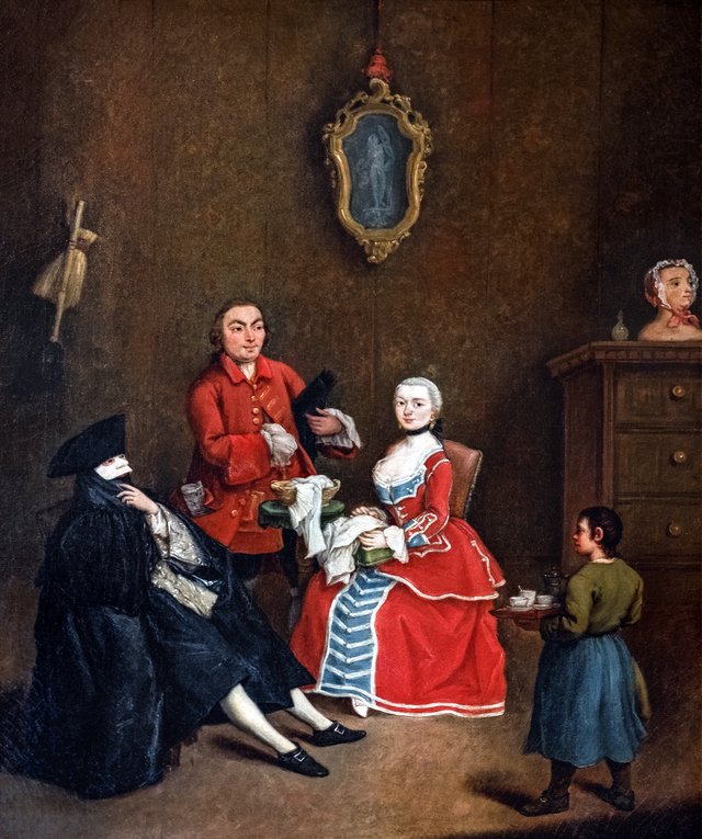 The visit in bauta by Pietro Longhi