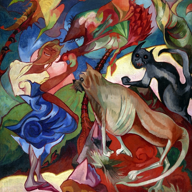 Marysia with the dog Burek on Ceylon by Stanisław Ignacy Witkiewicz