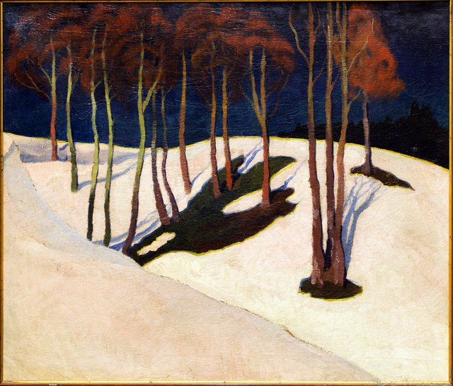 Landscape with red trees by Stanisław Ignacy Witkiewicz