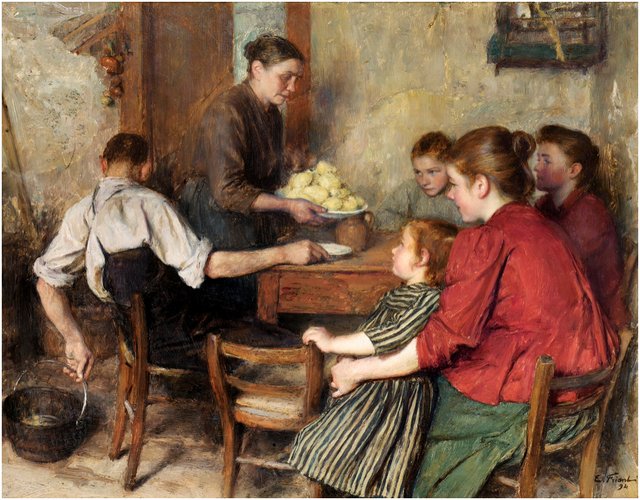 Le repas frugal by Émile Friant