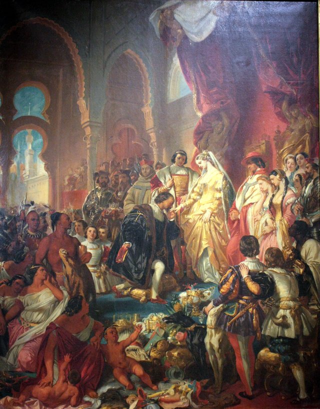 Christophe Colomb à la cour de Ferdinand et Isabelle by Eugène Devéria