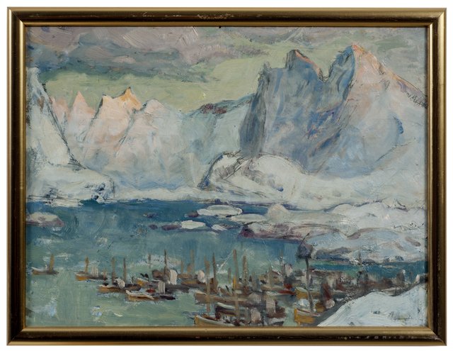 Svolvaer Harbour at the Height of the Fishing Season.Study from Lofoten by Anna Boberg