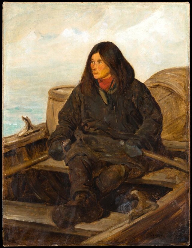 Young Lapp Rowing. Study by François-Auguste Biard