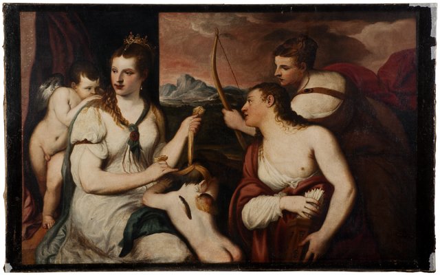 Venus Blindfolding Cupid by Andrea Schiavone