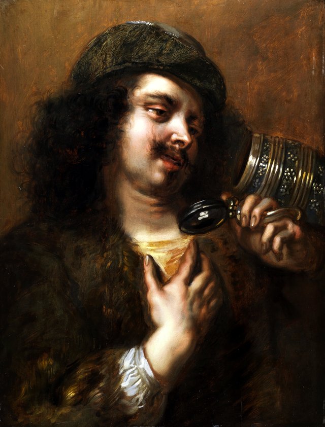 A man looking into his empty tankard by Jan Cossiers