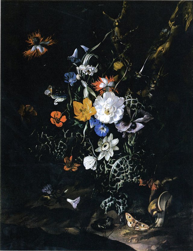 Forest recess with flowers by Rachel Ruysch