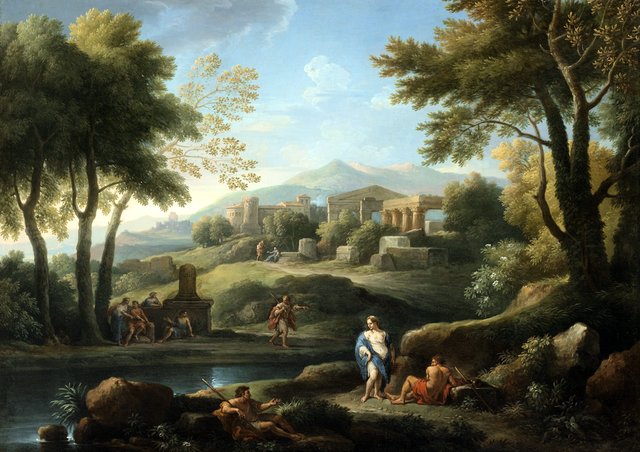 Roman landscape with shepherd. by Jan Frans van Bloemen