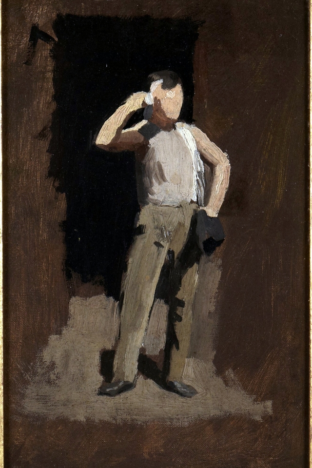 Boy in Brown, study for The Ironworkers' Noontime by Thomas Pollock Anshutz