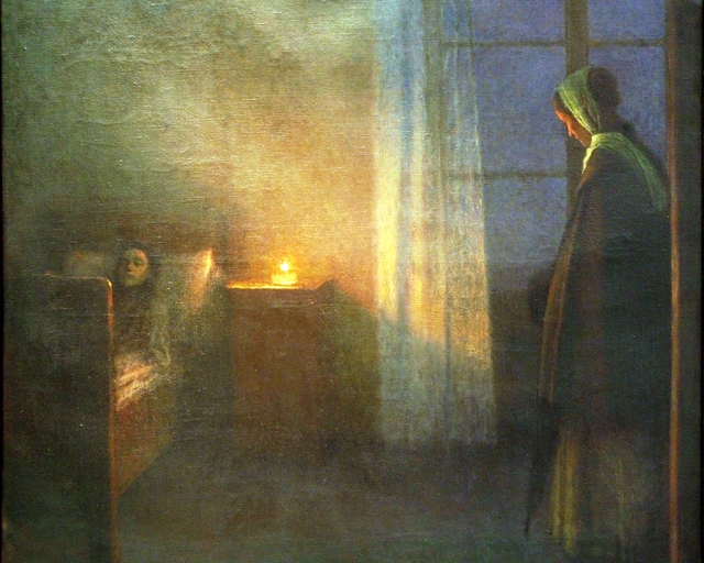 By the Girl's Bed by Jakub Schikaneder