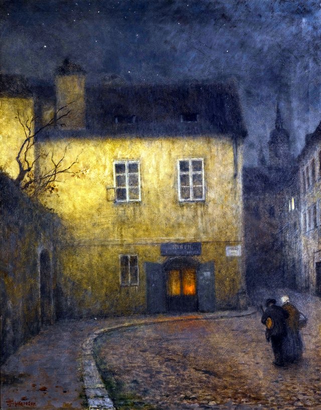 A Street Corner in Prague by Jakub Schikaneder