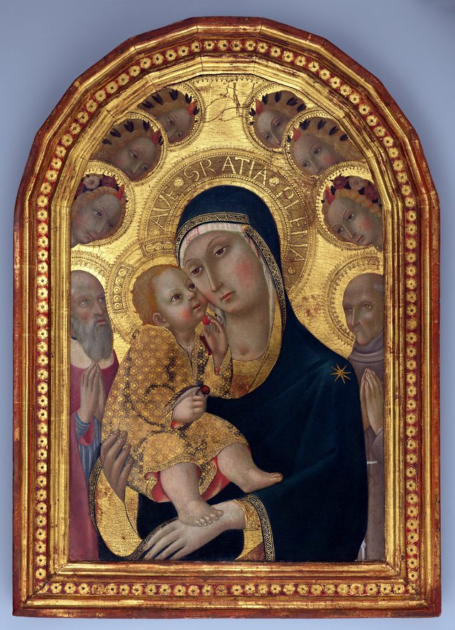 Virgin and Child with Saints Jerome and Bernardino and Angels by Sano di Pietro