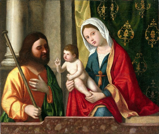 The Virgin and Child with Saint James Major by Andrea Previtali