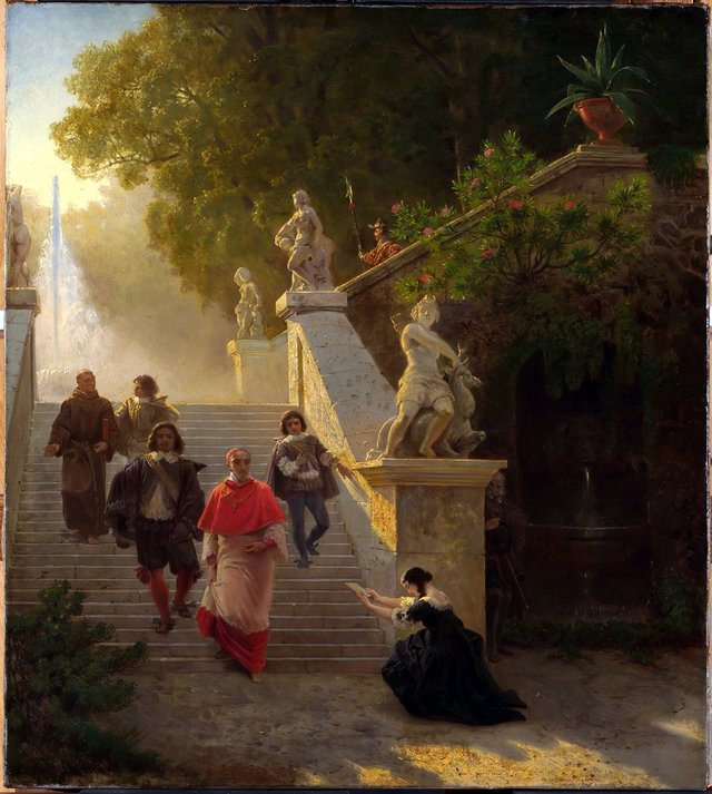 A Cardinal and his Entourage in a Park by Emanuel Leutze