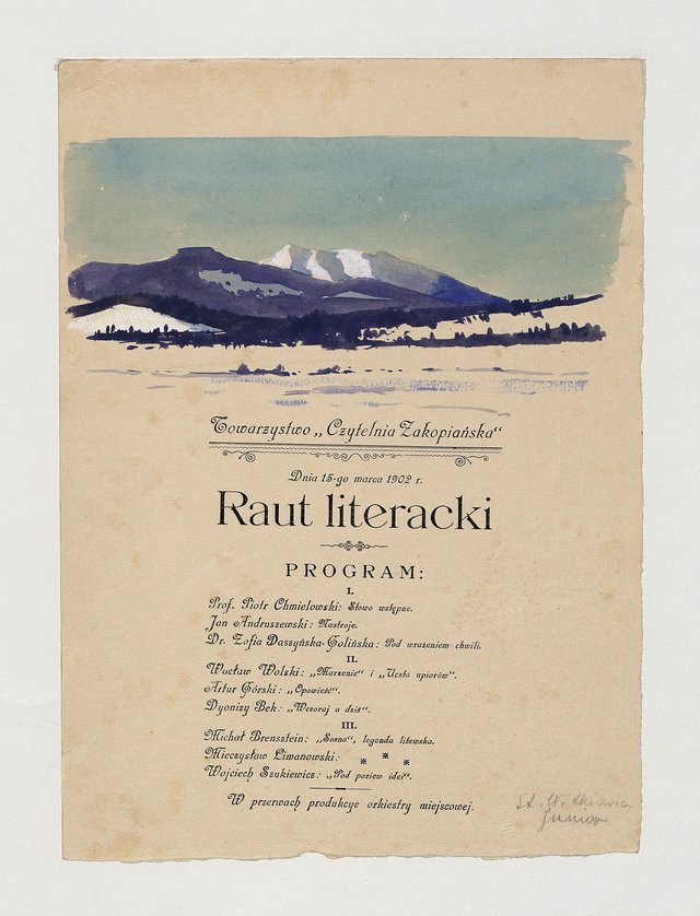 Vignette on the "Literary Raut" program: View of Tatras by Stanisław Ignacy Witkiewicz