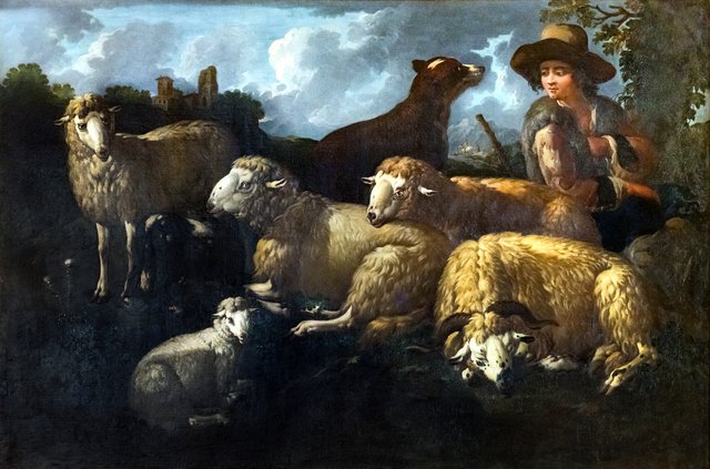Shepherd and sheeps by Philipp Peter Roos