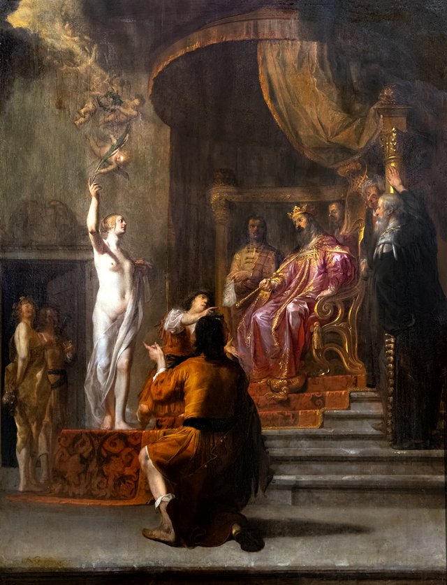 Nicolaus Knüpfer - Zorobabel devant Darius by Nikolaus Knüpfer
