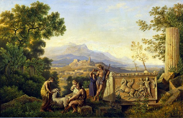 Greek Fantasy Landscape with Resting Shepherd by Karl Friedrich Schinkel