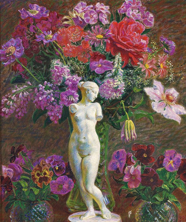 Still life with flowers. by Kristian Zahrtmann