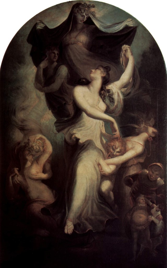 Euphrosyne vor der Phantasie und der Temperantia (Mäßigkeit) by Henry Fuseli