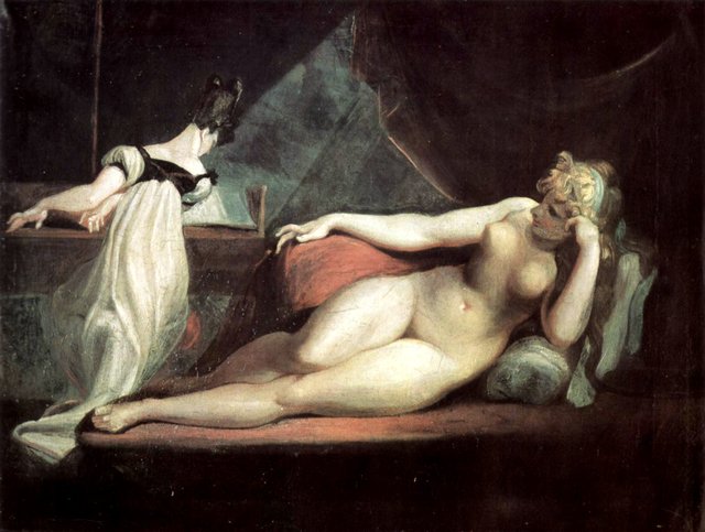 Laying Nude and piano player by Henry Fuseli