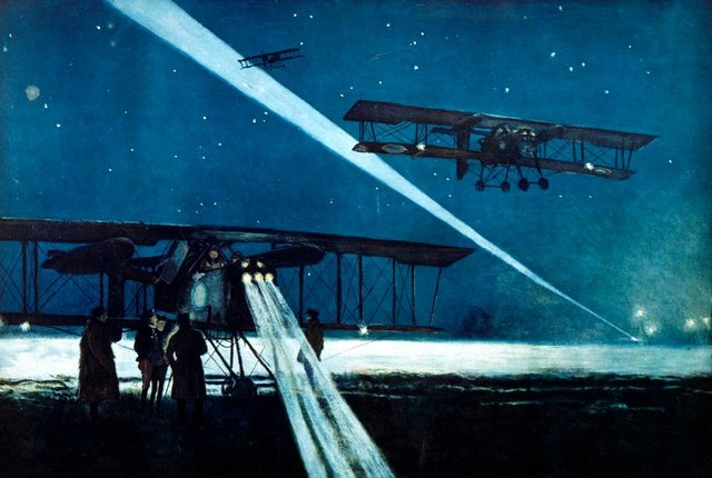Retour d’un vol de nuit sur avions "Voisin" de bombardement by François Flameng