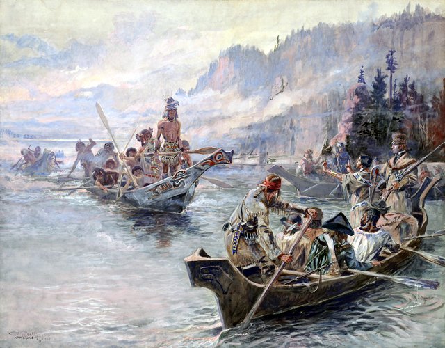 Lewis and Clark on the Lower Columbia by Charles Marion Russell