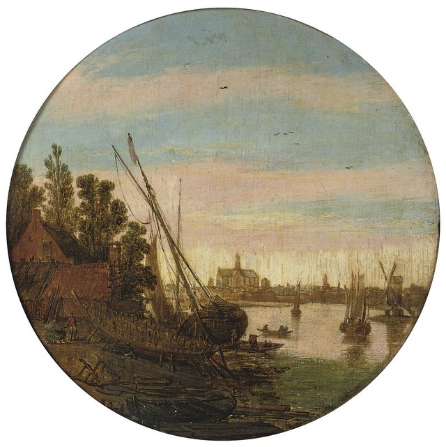 View of Haarlem with a Ship's Wharf. by Esaias van de Velde