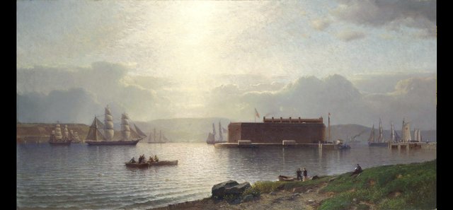 The Narrows and Fort Lafayette, Ships Coming into Port by Samuel Colman