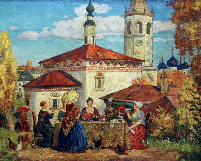 At the Old Suzdal. Kustodiev by Boris Kustodiev