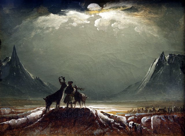 Landskap fra Finnmark med same og reinsdyr by Peder Balke