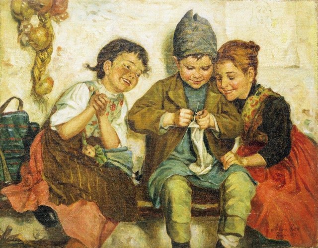 Three children by Antonio Rotta