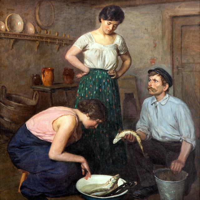 After a catch. Generic scene in the interior by Antoni Piotrowski