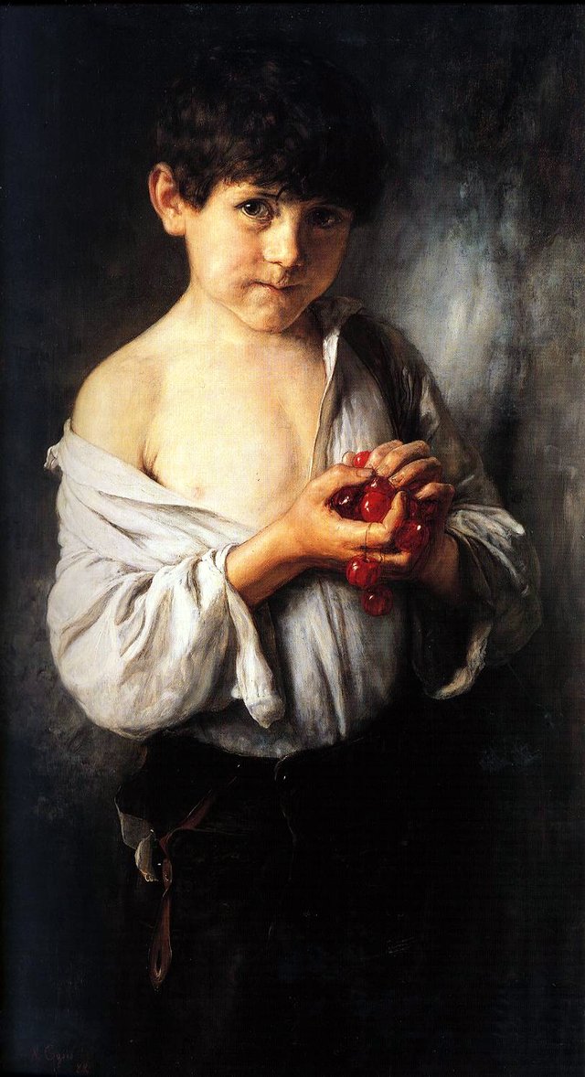 Boy with cherries by Nikolaos Gyzis
