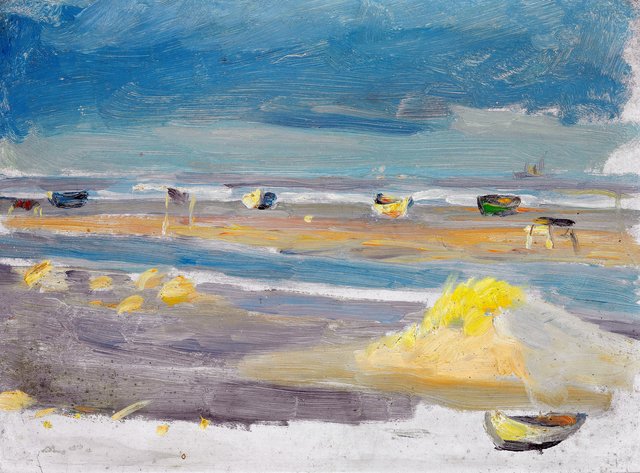 Boats on the beach, Skagen. by Anna Ancher