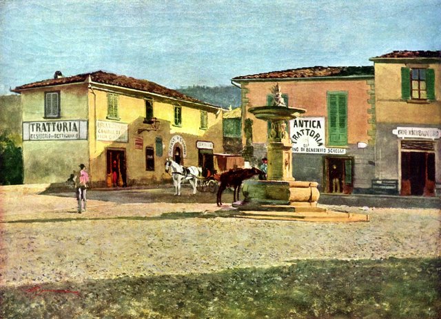 View of the "Piazzetta" (little square) of Settignano by Telemaco Signorini