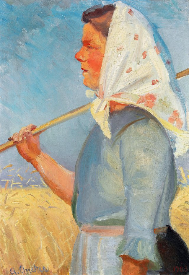 Harvest girl. by Anna Ancher