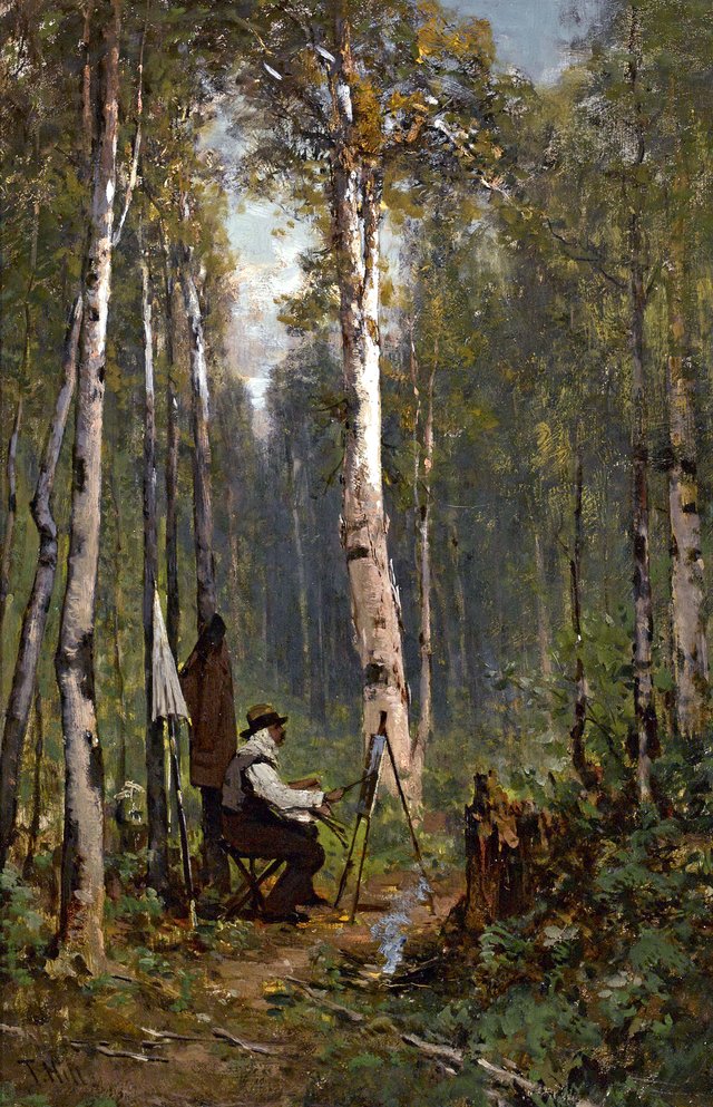 The artist at his easel by Thomas Hill