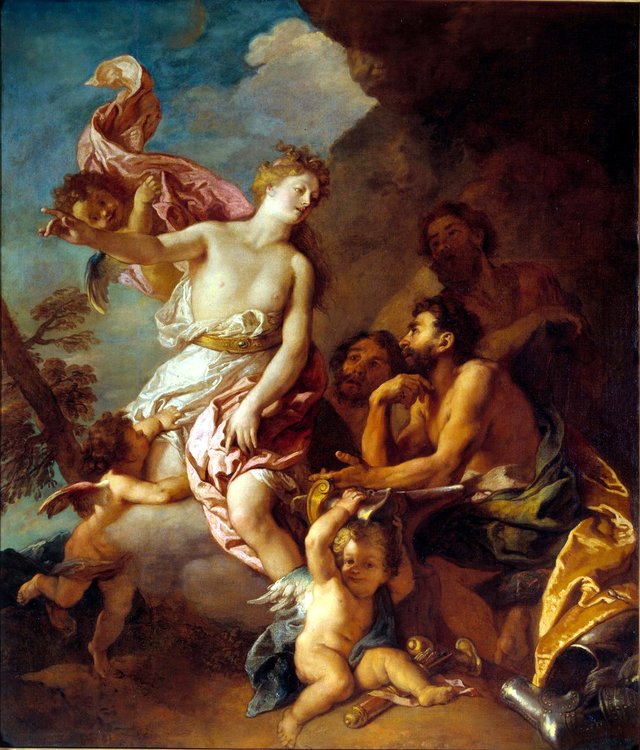 Venus asks Vulcan to forge Aeneas' armour. by Charles de La Fosse