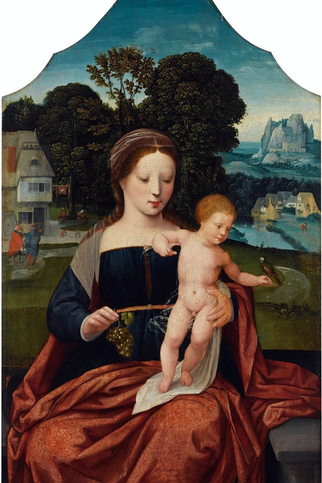 The Virgin and Child, in a landscape setting with St Joseph in the background by Master of the Female Half-Lengths