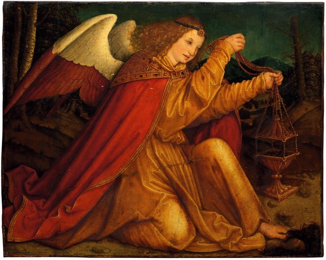 L’Ange thuriféraire vêtu d’une tunique jaune by Bernhard Strigel